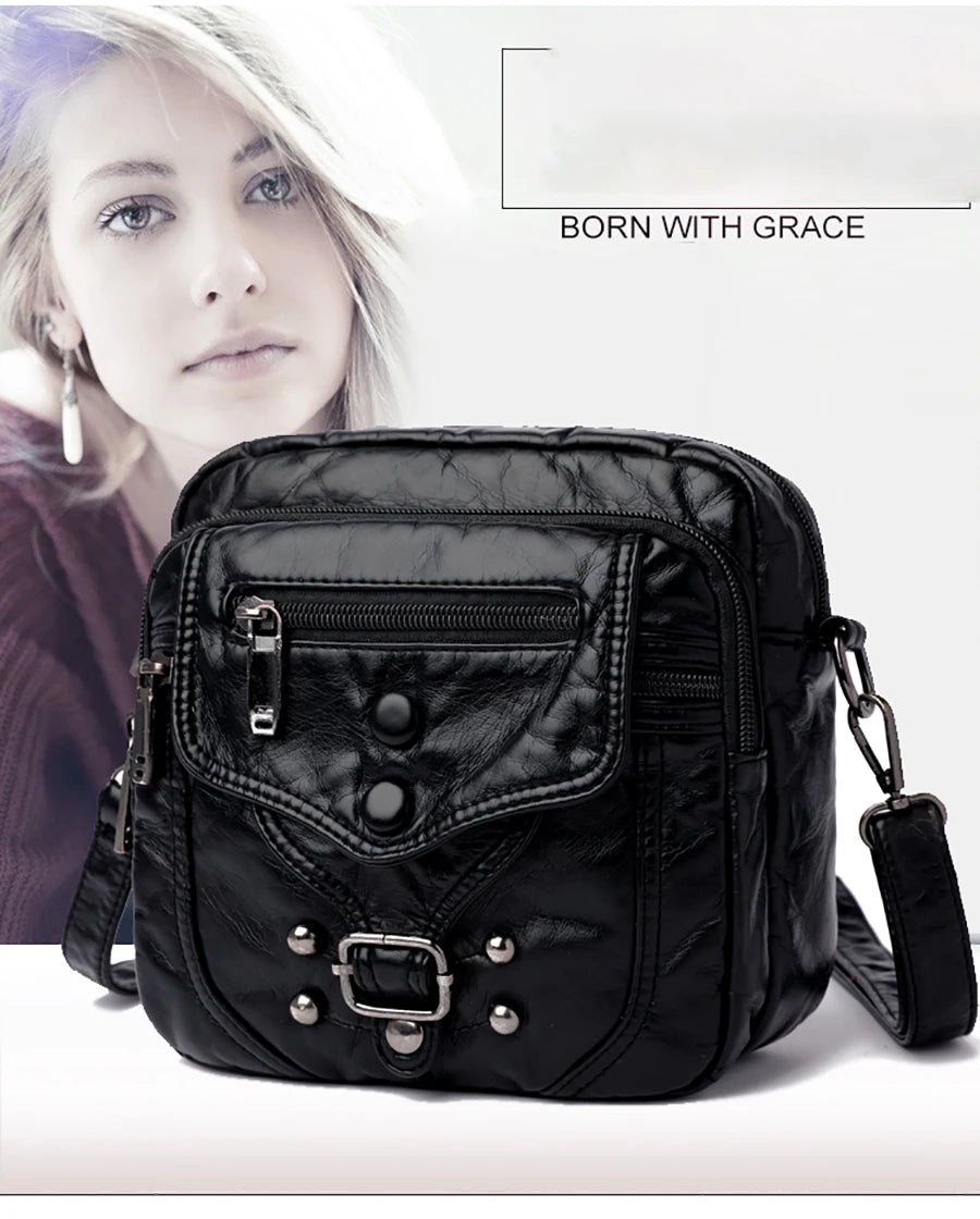Many Pockets Shoulder Crossbody Bags for Women 2022 Brand Designr Soft Leather Handbags Leisure Style Ladies Messenger Bags Sac