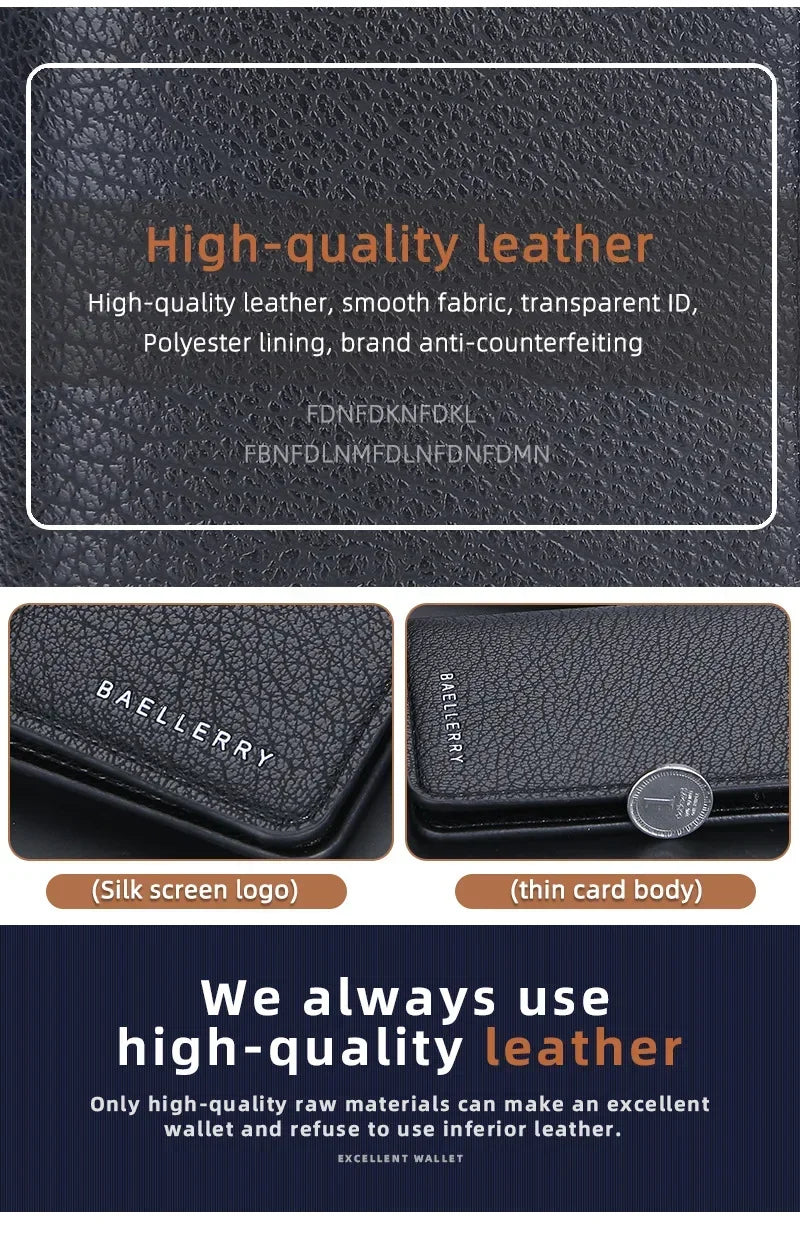 Men's Minimalist Leather Card Wallet Slim Thin Soft Purse Small Credit Card Holder Bank ID Mini Organizer for Men