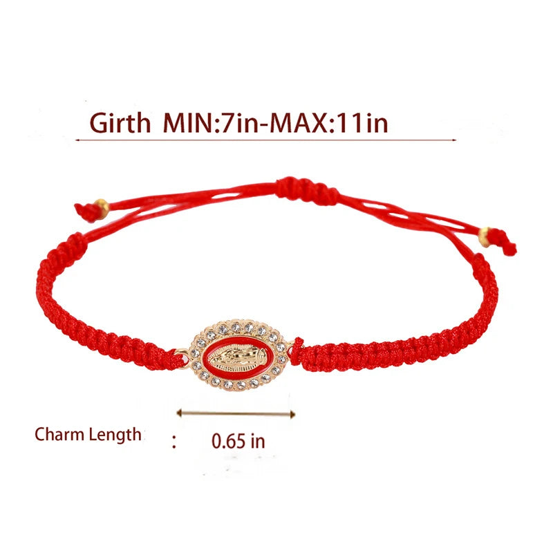 4Pcs Mexican Braclets Virgin Mary San Judas Bracelet For Women Girls Red String Evil Eye Green Beads Anklets Jewelry Gift