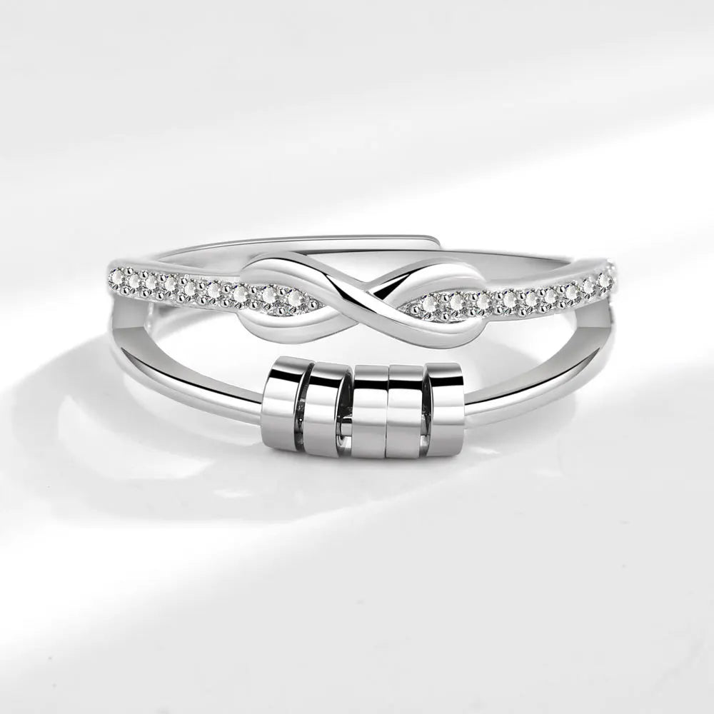 Luxury Infinite Love Adjustable Fidget Rings For Women Rotating Beads Crystal Anxiety Relief Spinning Ring Jewelry Anillos Mujer