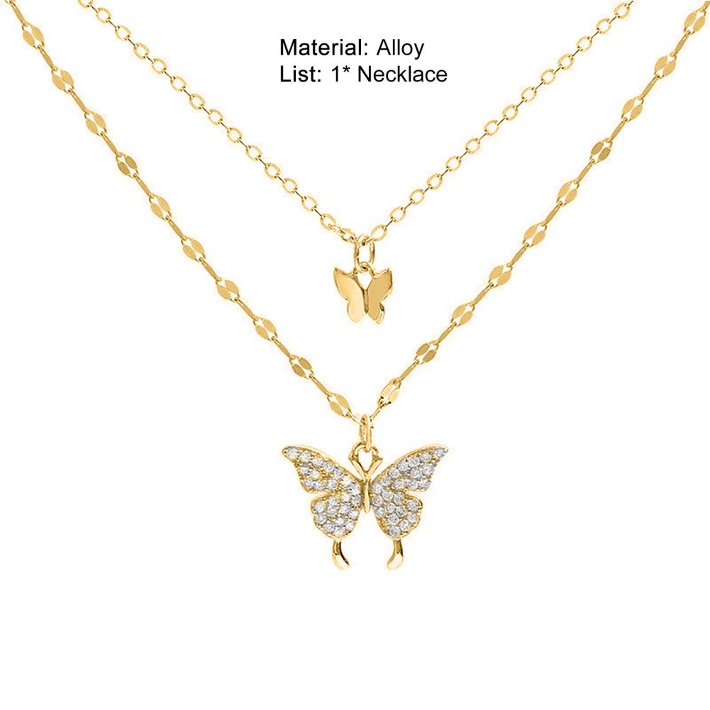 2023 New Butterfly Necklace Double Layer Rust-proof Alloy Butterfly pendant Personality Fashion Clavicle Chain for Women
