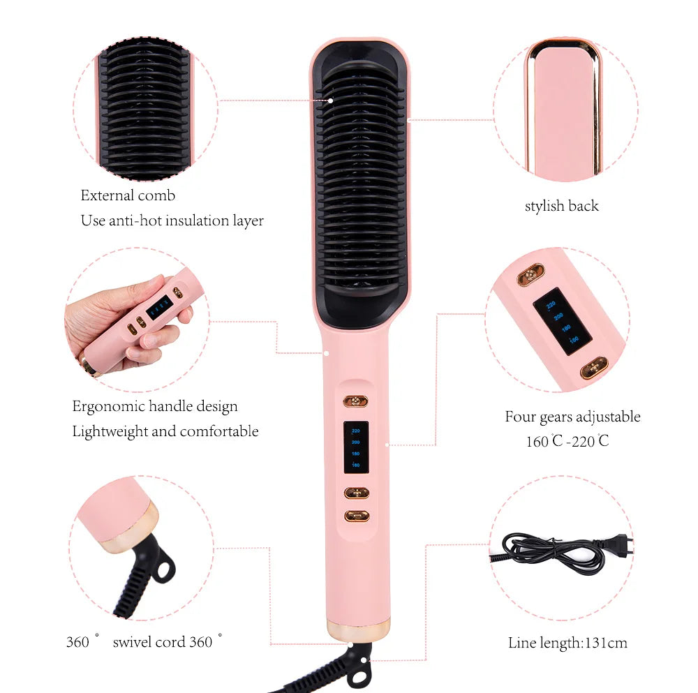 Hair Straightener Brush Electric Hot Comb Hair Straightener Hair Brushes Comb Hot Heating Comb Multifunction Hair Straightener