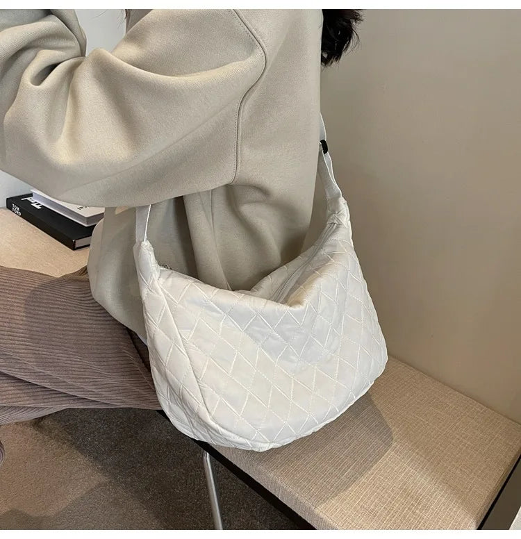 2025 Spring Grid Dumpling Bag Women Crossbody Shoulder Bag ins Design Casual Daily Use Purse