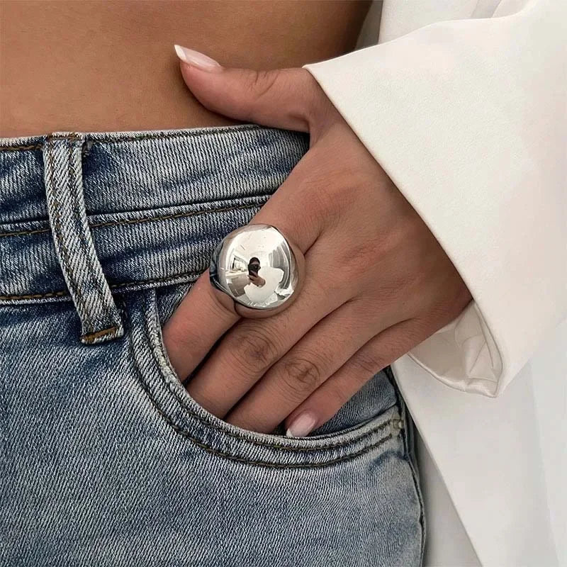 Stainless Steel Adjustable Ring Women Vintage Aesthetic Ring Wedding Fashion Jewelry Geometric Adjustable Rings Jewelry