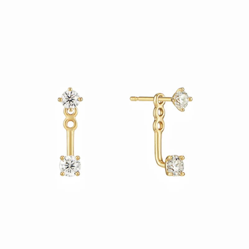 Dazzling Zircon Back Hanging Earring Stud Jackets Earrings For Women Niche Design Daily Accessories  Party Wedding Jewelry Gift