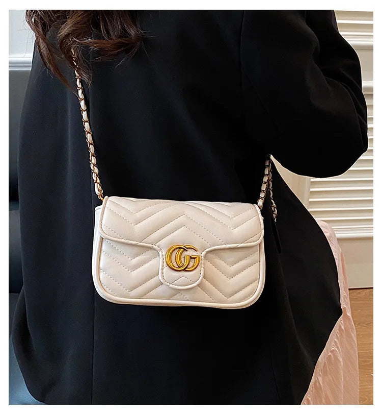 Fashion Design Women's Small Square Stylish Handbag Luxury Chain Crossbody Shoulder Handbags Luxury Embroidered Check Square Bag
