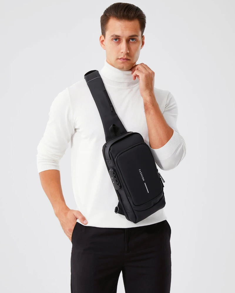 New Brand Designer Men Crossbody Bag PU Leather Classic Anti-Theft Shoulder Bag Chest Bag Multifunctional for Men