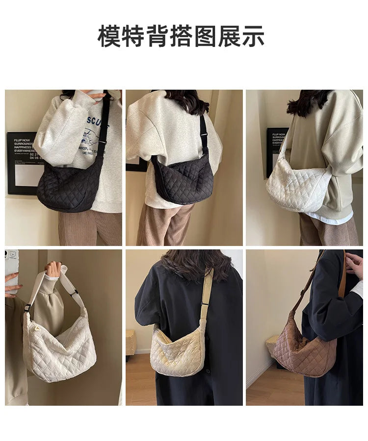2025 Spring Grid Dumpling Bag Women Crossbody Shoulder Bag ins Design Casual Daily Use Purse