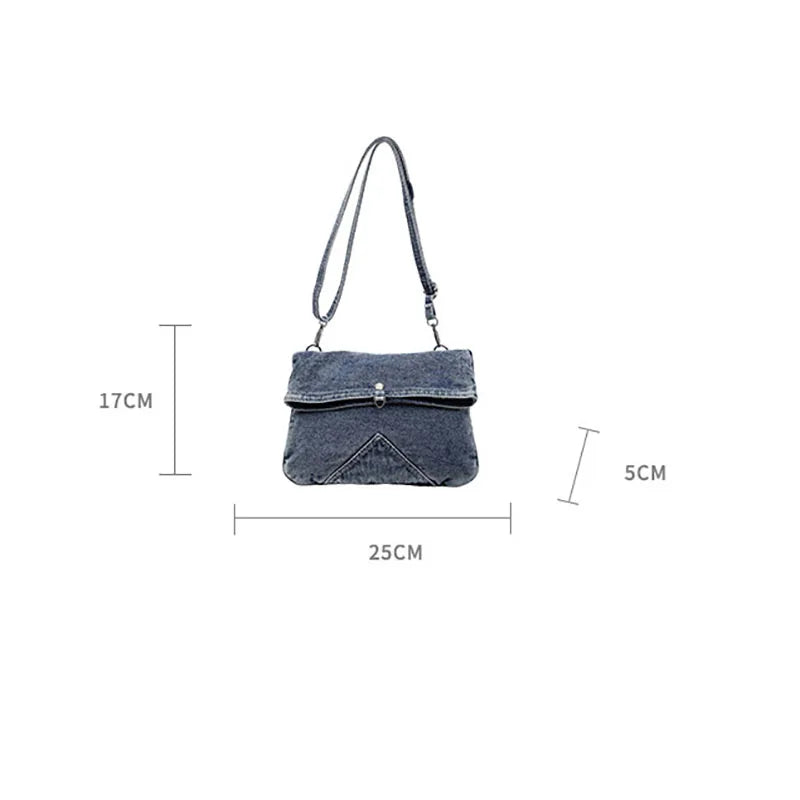 Summer Korean Style Denim Crossbody Bag Fashion Women'S Shoulder Bag Underarm Bag Small Square Bag Adjustable Shoulder Strap