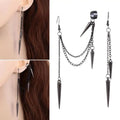Men Retro Black Tassel Chain Long Earrings Punk Earrings Hiphop Rivet Earrings For Women Gothic Party Jewelry