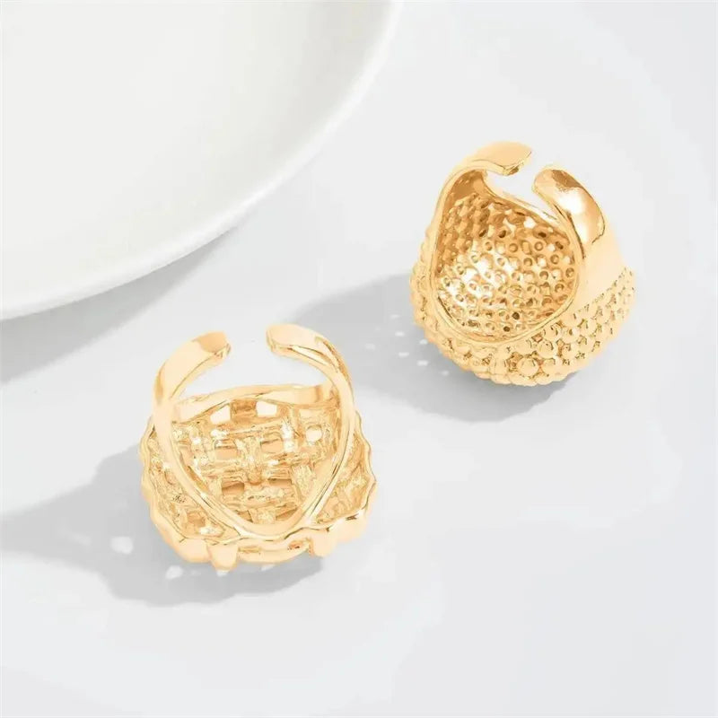 2Pcs/Set Luxury Geometric Adjustable Open Rings for Women Vintage Irregular Square Chunky Knuckle Ring Wedding Jewelry