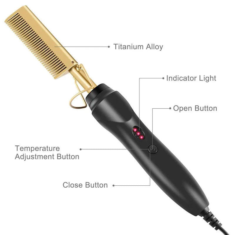 1 set of Hot Comb Hair Straightener Brush Hot Comb Pressing Electric Heat electric hair brushes Styling Tools