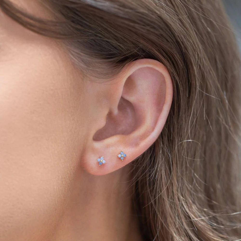 Trendy Cute Sweet Flower Zircon Stud Earring For Women Classic Shiny Stud Earrings Fashion Small Ear Female Jewelry