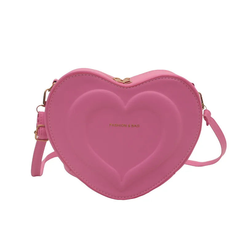Fashion Heart Shape Crossbody Bags for Women Niche Design Solid Color Ladies Shoulder Bag Lightweight Female Love Handbags