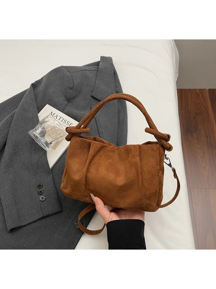 Suede Shoulder Bag Unique Niche Design Fashion Versatile Portable Messenger Bag