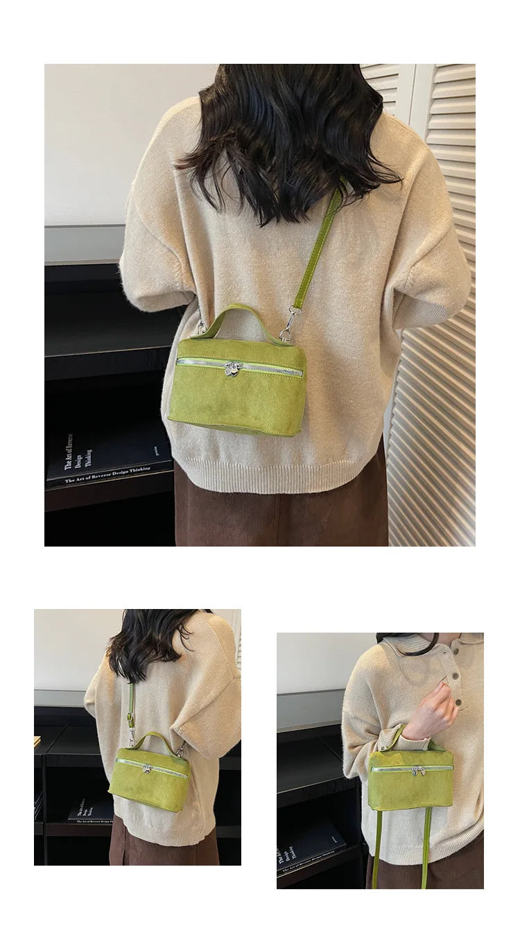 Autumn Winter Premium Suede Tote Bag Texture Simple and Versatile Crossbody Shoulder Bag Retro Vintage Stylish Lunch Box Bag