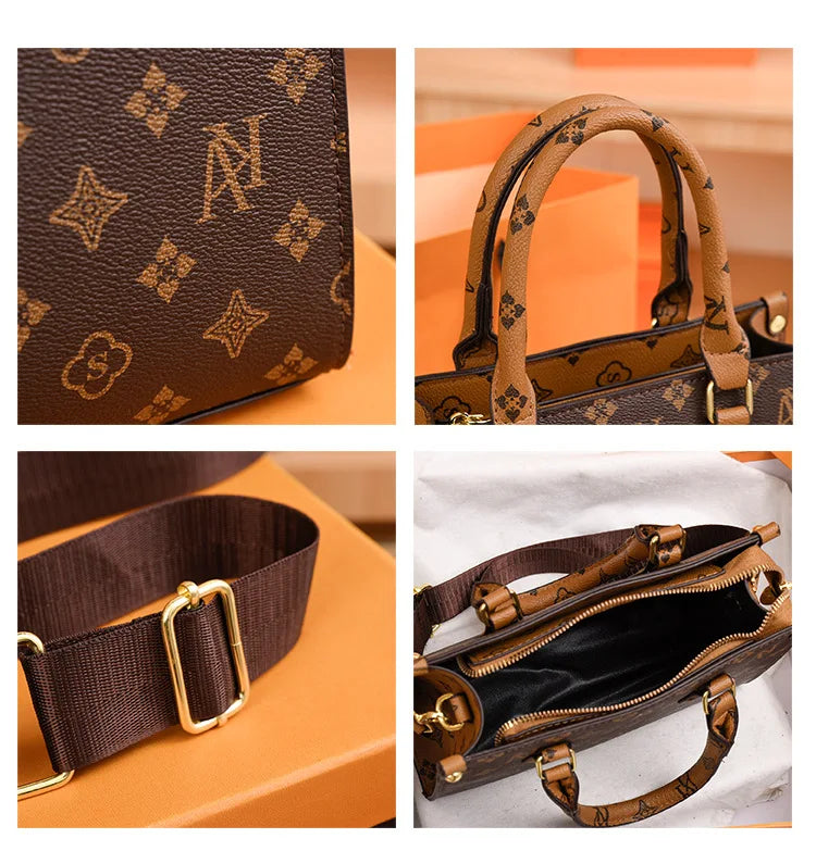 Elegant Ladies Handbag Retro Printed Crossbody Bag for Women Luxury Designer Leather Material Messenger Handbag for Travel
