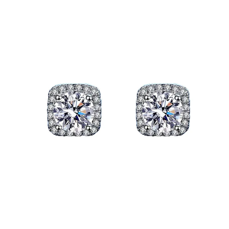 New 925 Sterling Silver Earrings 2CT 5A Zircon for Women Luxury Wedding Engagement Jewelry Stud Earrings Party Gifts