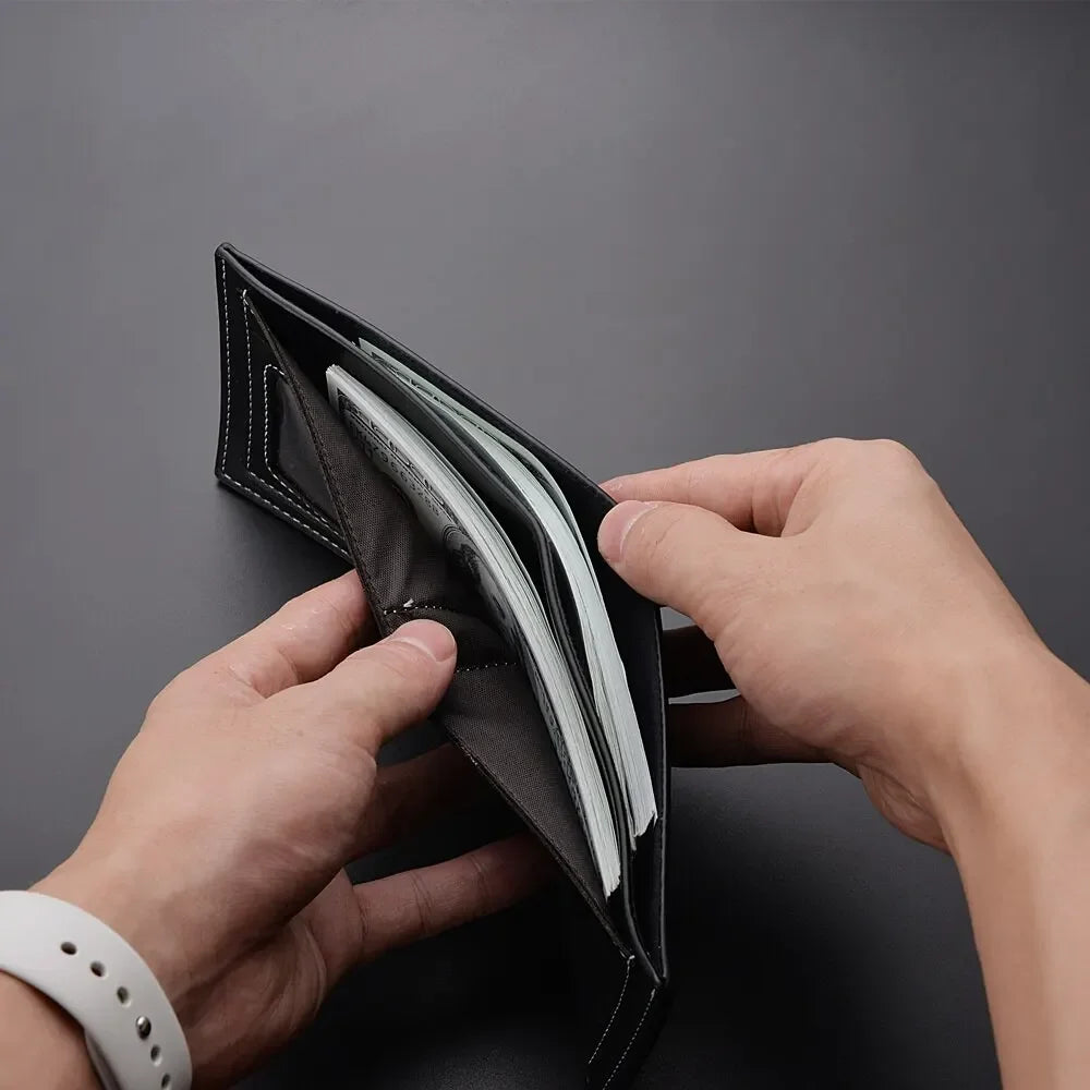 Minimalist Bifold Multi Male Card Holder High Quality PU Leather Men's Short Wallet With ID Window Folding Young Credit Purse