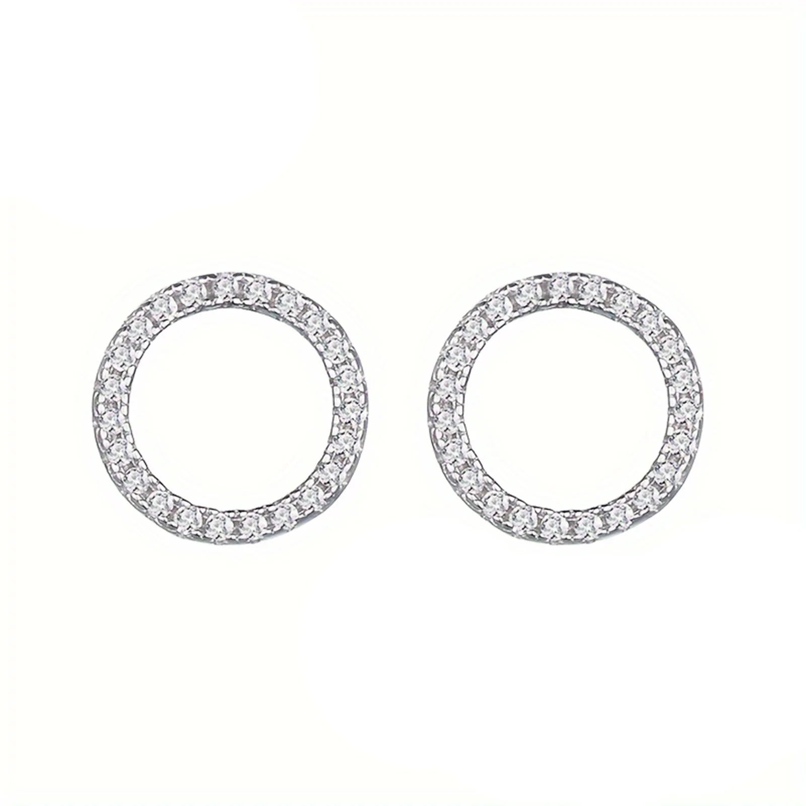 1pairS925 silver circle-shaped zircon earrings, perfect as a thoughtful gift to match everyday wear. Versatile and easy to style