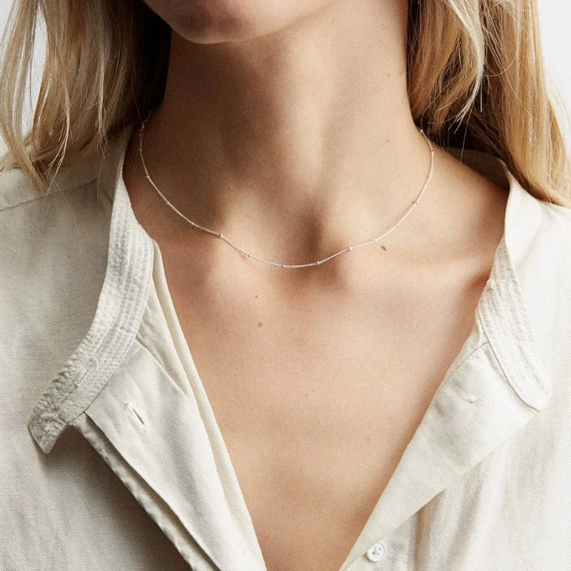 Gold Plated And Silver Plated Copper Bead Fine Necklace For Women's Parties Fashionable Jewelry Chain Gift Accessories Wholesale