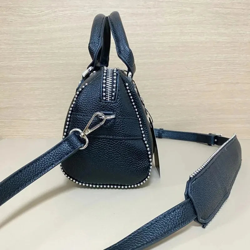 2026 New High-Quality Fashion Women's Shoulder Bag Black PU Leather Vintage Crossbody Bag Luxury Design Casual Handbag