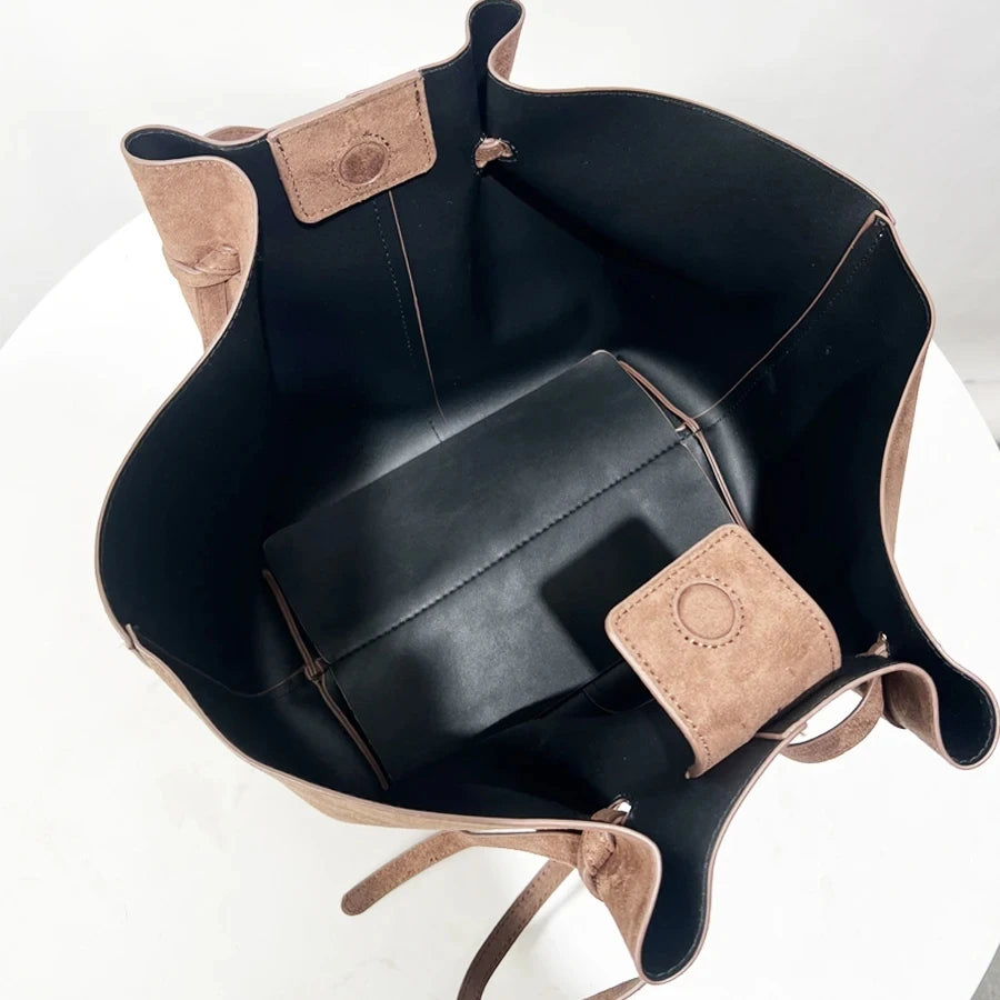 Custom Initials Faux Suede Shopping Tote Bags For Women Luxury Designer Handbags Purse 2026 New Large Capacity Underarm Shoulder