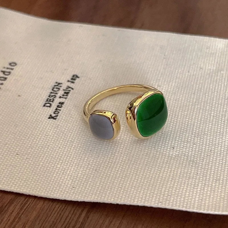 Luxury Retro Gold Color Double Oil Drip Open Rings for Women Irregular Adjustable Finger Ring 2023 New Trendy Wedding Jewelry