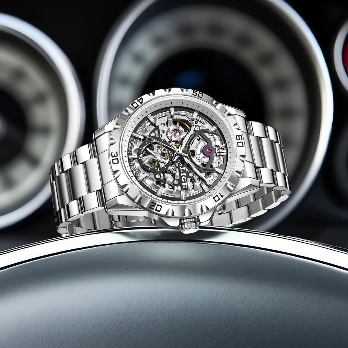 LIGE Luxury mechanical Watches Automatic wristwatches Date Luminous Waterproof Hollow TourbillonMen Watch Relogio mecanico reloj