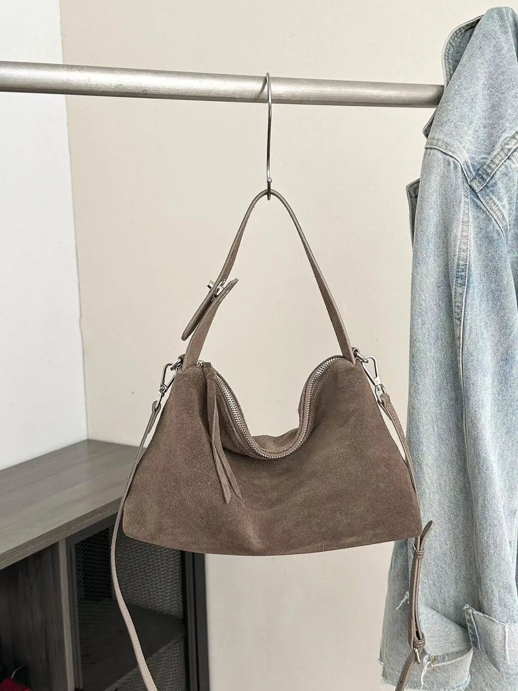 Genuine Grade Autumn Winter Big Boston Luxury Designer Tote Soft Matte Suede Leather Women Handbag Female Shoulder Crossbody Bag