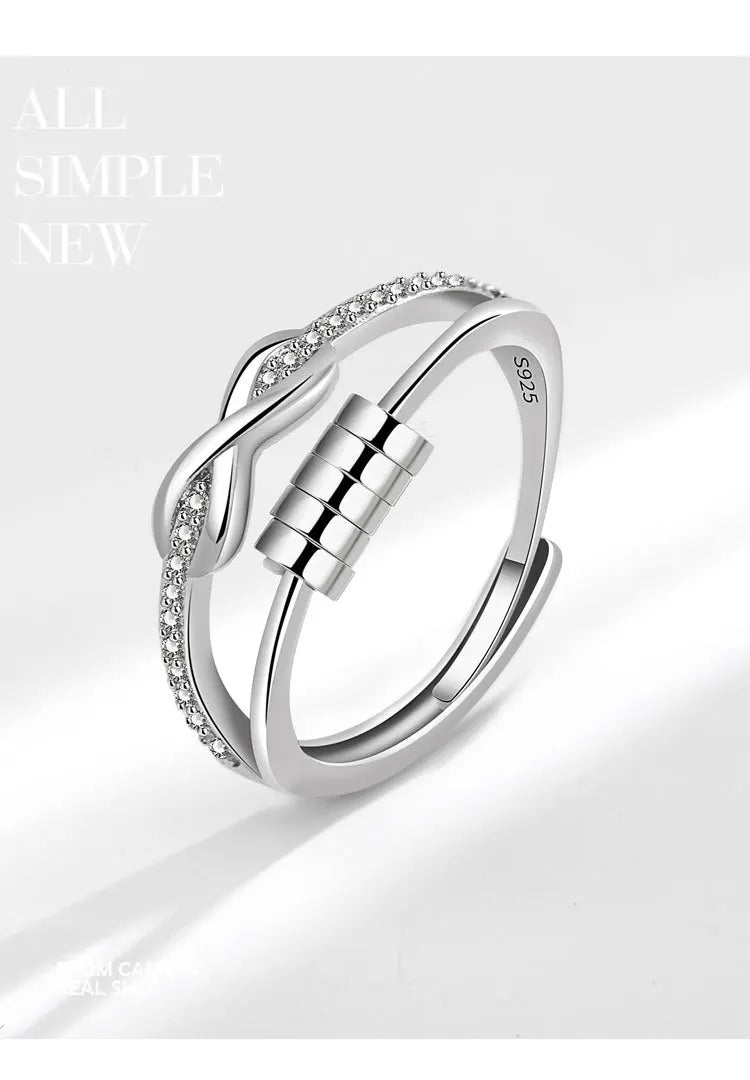 Luxury Infinite Love Adjustable Fidget Rings For Women Rotating Beads Crystal Anxiety Relief Spinning Ring Jewelry Anillos Mujer