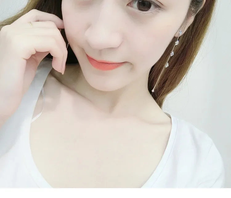 Elegant Zircon 925 Sterling Silver Stud Earrings Women's Jewelry Gift with High Quality Super Shiny Zircon Design