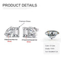 Rrjzz Stud Earrings for Women 5x7mm Emerald Cut&5x8mm Pear Cut Lab Created Cubic Zirconia 14K Gold Plated 2 Stone Jewelry Gift