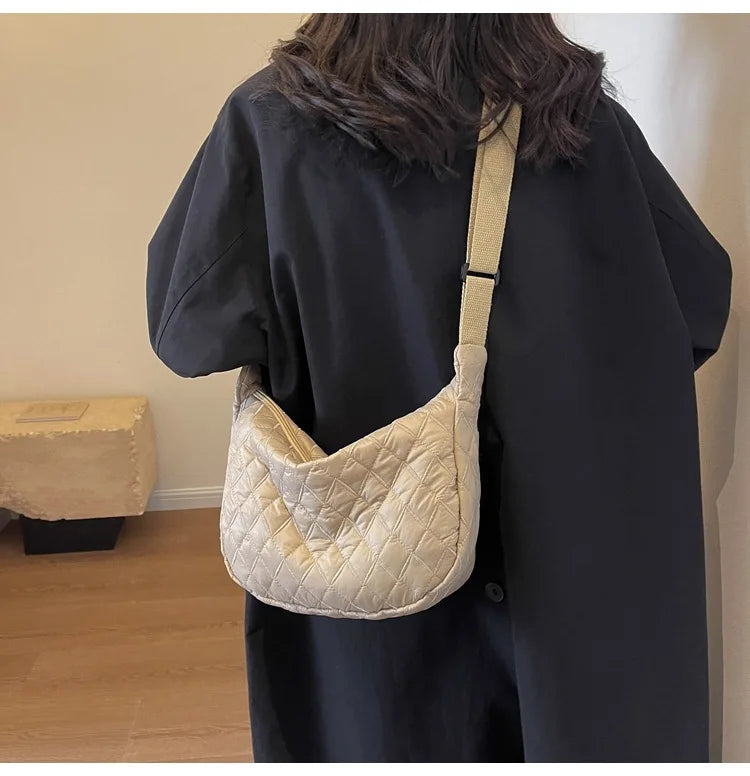 2025 Spring Grid Dumpling Bag Women Crossbody Shoulder Bag ins Design Casual Daily Use Purse