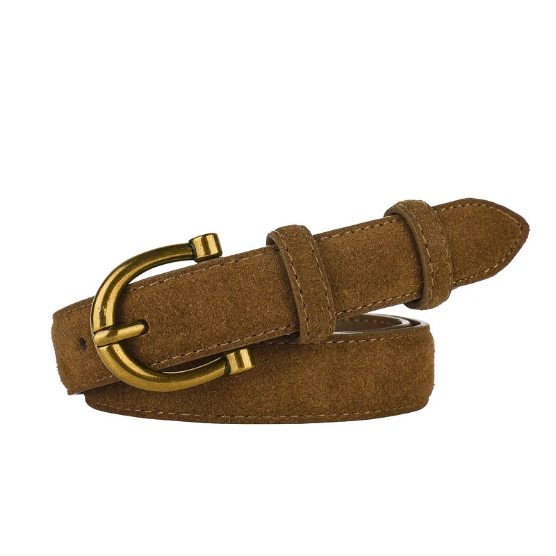 Luxury suede belt for women Stylish Leather belt Gold pin buckle Cow Leather Branded belt Clothing accessories women belt
