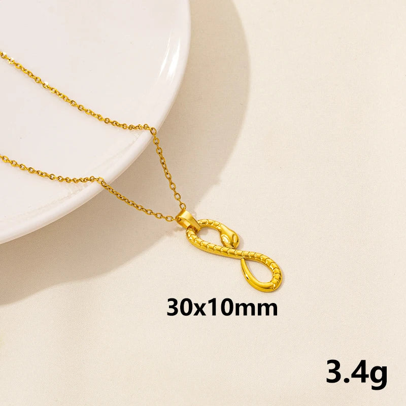 New Ladies Snake Necklace Stainless Steel Stylish Animal Pendant Necklace Statement Simple Style Fashion Women Birthday Jewelry