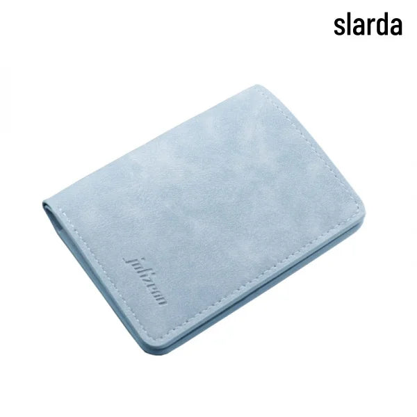 Ultra-Thin Mini Wallet Card Holder Unisex Design for Men Women Multifunctional with License/ID Vertical Leather Case for Storage