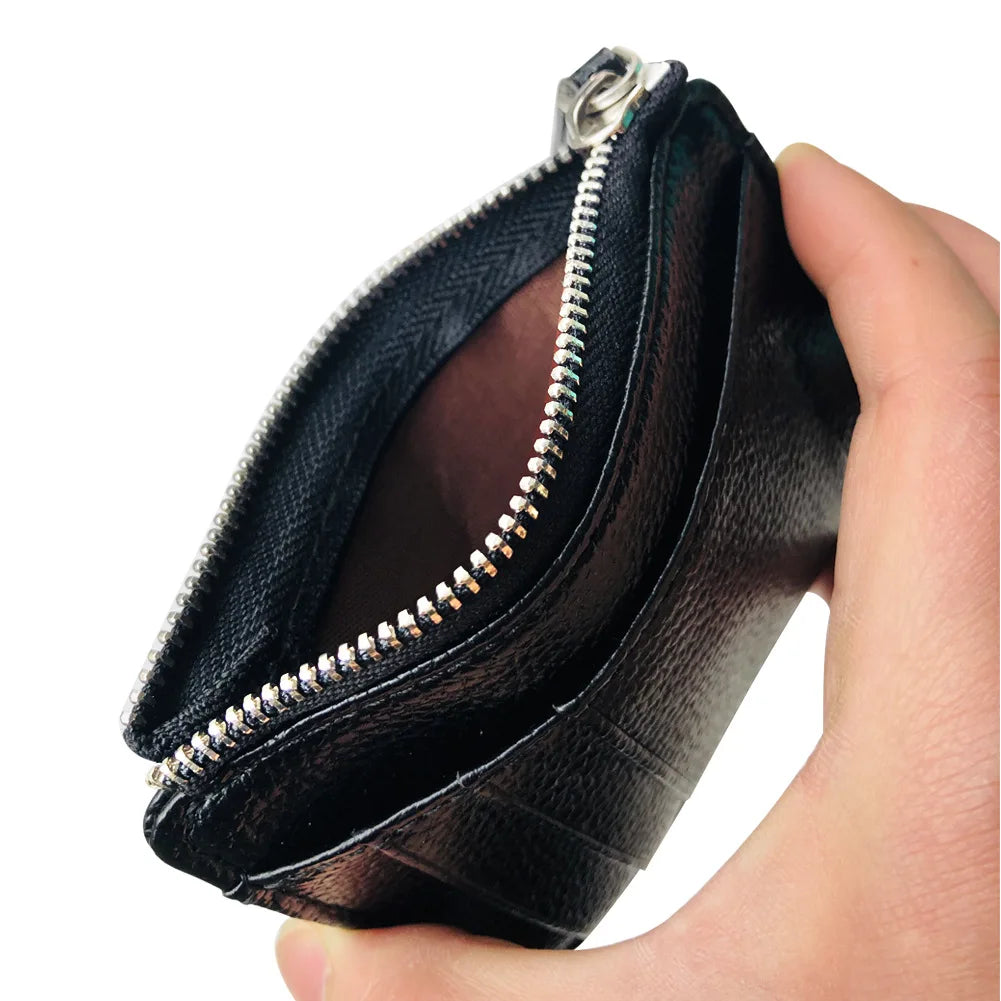 Casual Classic Men'S Wallet Solid Color Textured Pu Zipper Card Holder Mini Slim Wallet For Boyfriend Husband Gift 2022 New