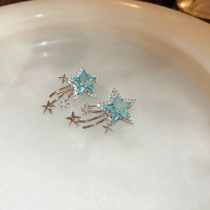 Star Zircon Earrings for Women Creative Delicate Ear Hook Temperament Luxury Fashion High Sense Sparkle Unique Jewelry