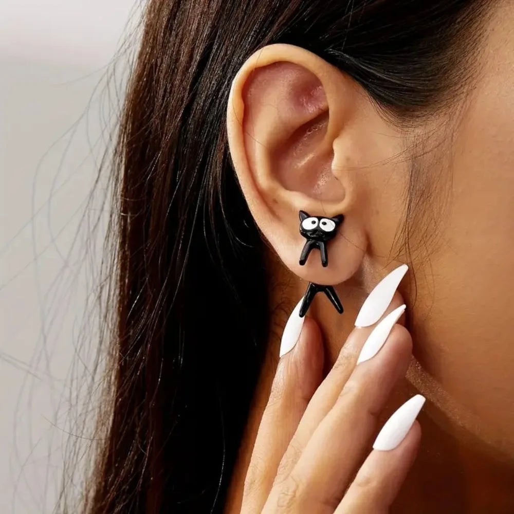 Minimalist Black Cat Earrings for Women Girl Fashion Cute Animal Kitten Stud Earrings Party Gifts Y2K Decor Jewelry Accessories