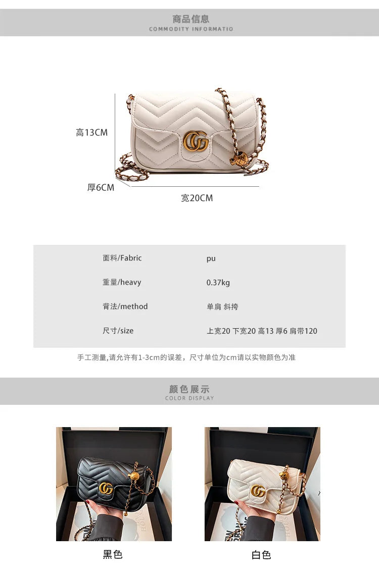 Fashion Design Women's Small Square Stylish Handbag Luxury Chain Crossbody Shoulder Handbags Luxury Embroidered Check Square Bag