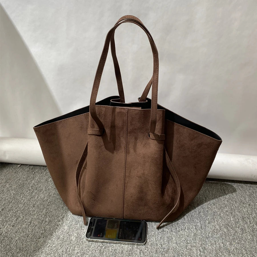 Custom Initials Faux Suede Shopping Tote Bags For Women Luxury Designer Handbags Purse 2026 New Large Capacity Underarm Shoulder