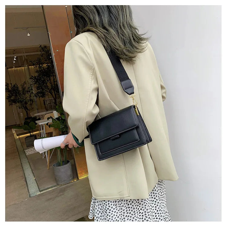 Stylish Contrast-Colour PU Crossbody Bag Versatile Shoulder Bag with Square Shape Dual Strap Design Commuting & Everyday Use
