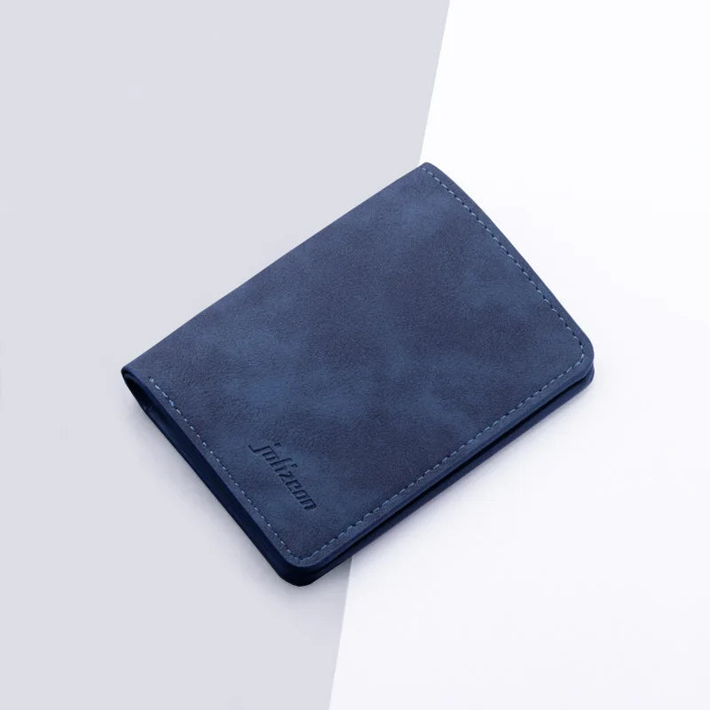 Ultra-Thin Mini Wallet Card Holder Unisex Design for Men Women Multifunctional with License/ID Vertical Leather Case for Storage