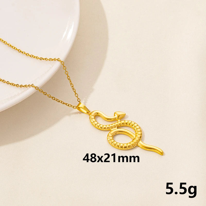 New Ladies Snake Necklace Stainless Steel Stylish Animal Pendant Necklace Statement Simple Style Fashion Women Birthday Jewelry
