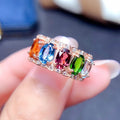 Adjustable Aesthetic Dainty Opening Ring for Women Multicolor Crystal Zirconia Rose Gold Color Finger Accessories Jewelry KAR200