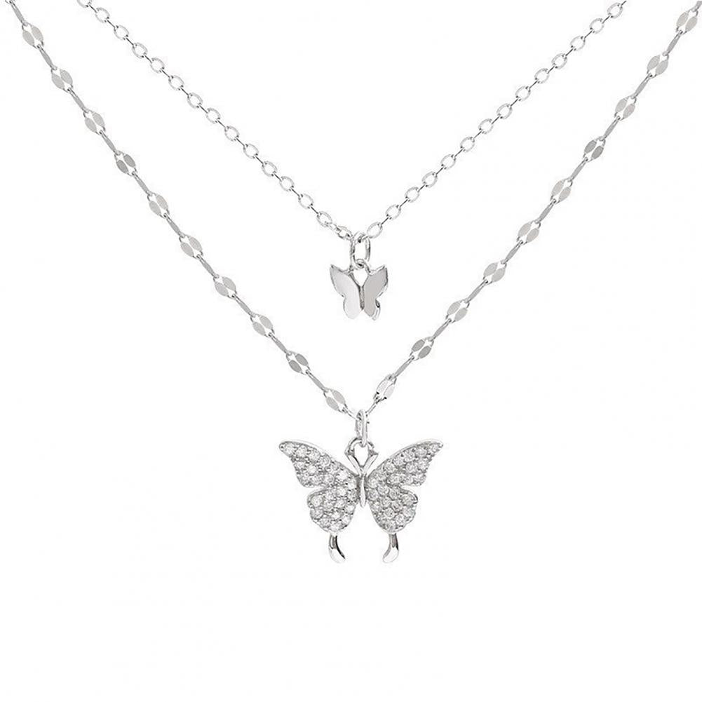 2023 New Butterfly Necklace Double Layer Rust-proof Alloy Butterfly pendant Personality Fashion Clavicle Chain for Women
