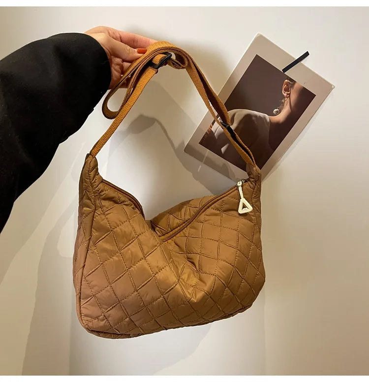 2025 Spring Grid Dumpling Bag Women Crossbody Shoulder Bag ins Design Casual Daily Use Purse