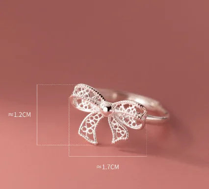 925 Sterling Silver Bow Adjustable Rings For Women Luxury Quality Jewelry Gift Female Wholesale Accessories Jewellery