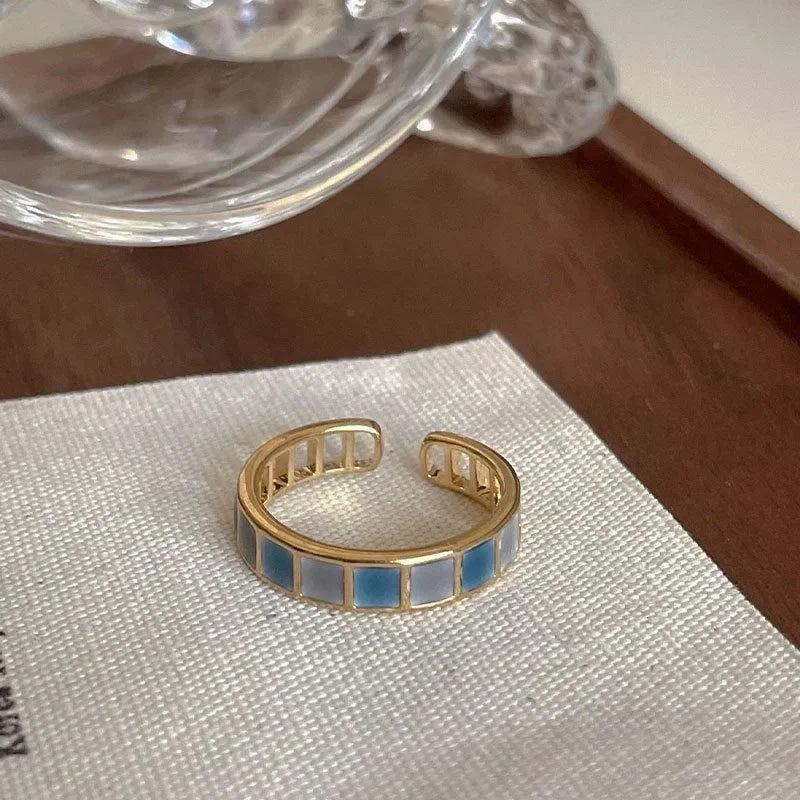 Luxury Retro Gold Color Double Oil Drip Open Rings for Women Irregular Adjustable Finger Ring 2023 New Trendy Wedding Jewelry